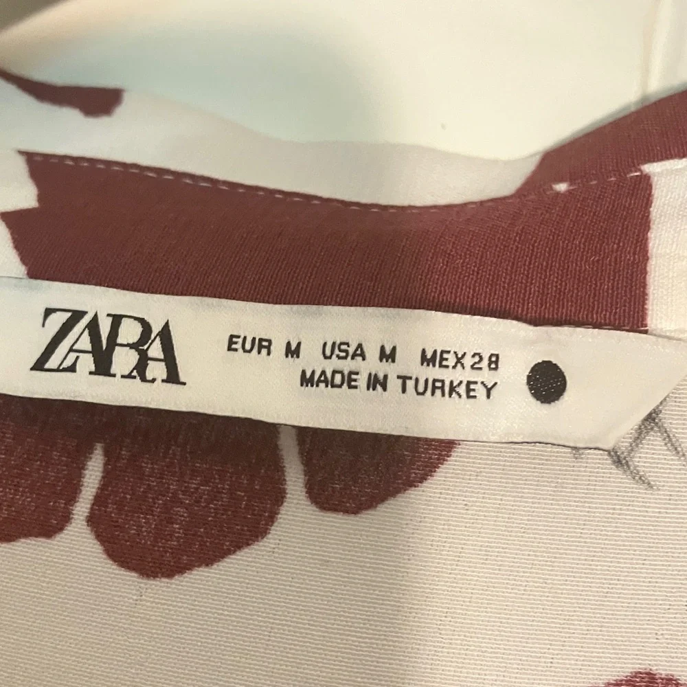 Zara Maroon and White Leaf Print Dress- M - Picture 6 of 11